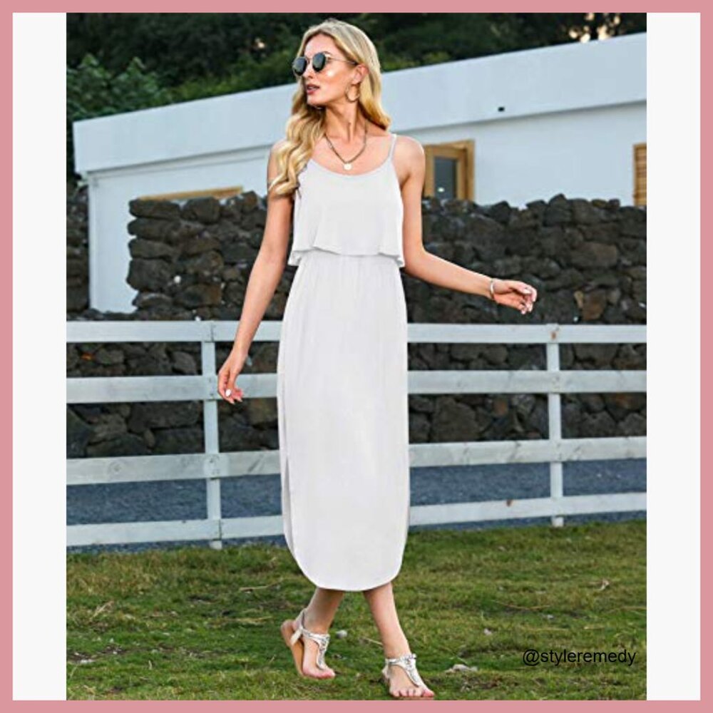 Rayon Spandex Adjustable Strappy Split Summer Cas… - image 4